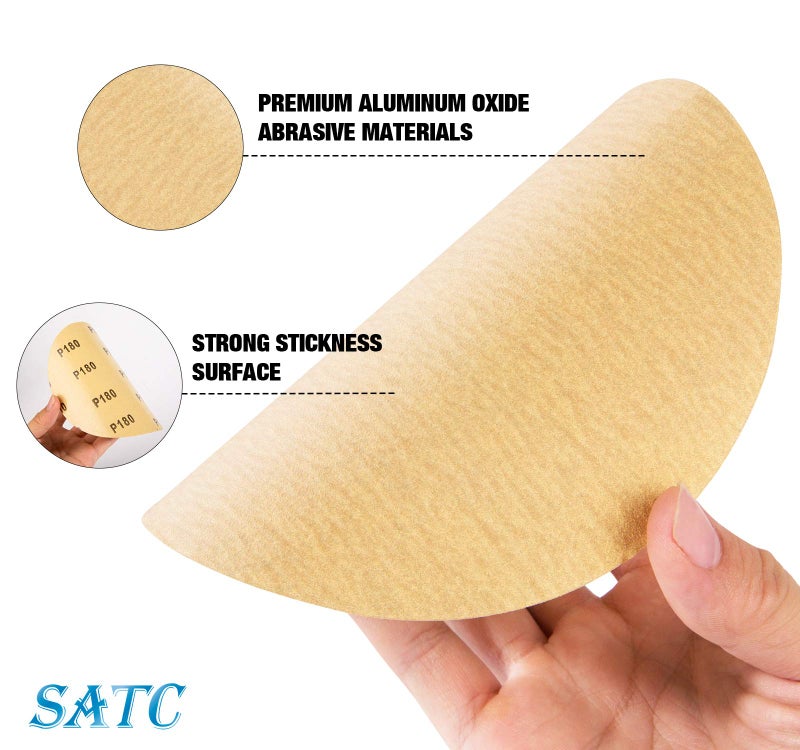 S SATC 100 PCS PSA Sanding Discs 6 Inch Adhesive Backed Sandpaper 180 Grit Sander Attachment for Drill Self Stick Aluminum Oxide Round Automotive Sandpaper with Sticky Back - Image 3